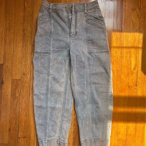 Anthropologie Pilcro Tapered Barrel Wide Leg Jeans Pants, Blue Gray Denim, 27